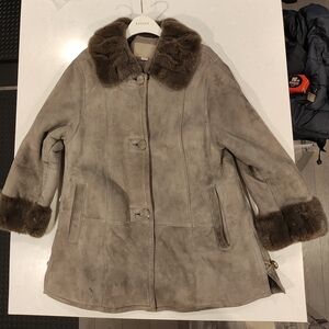 Fur-Trimmed Coat in Brown
